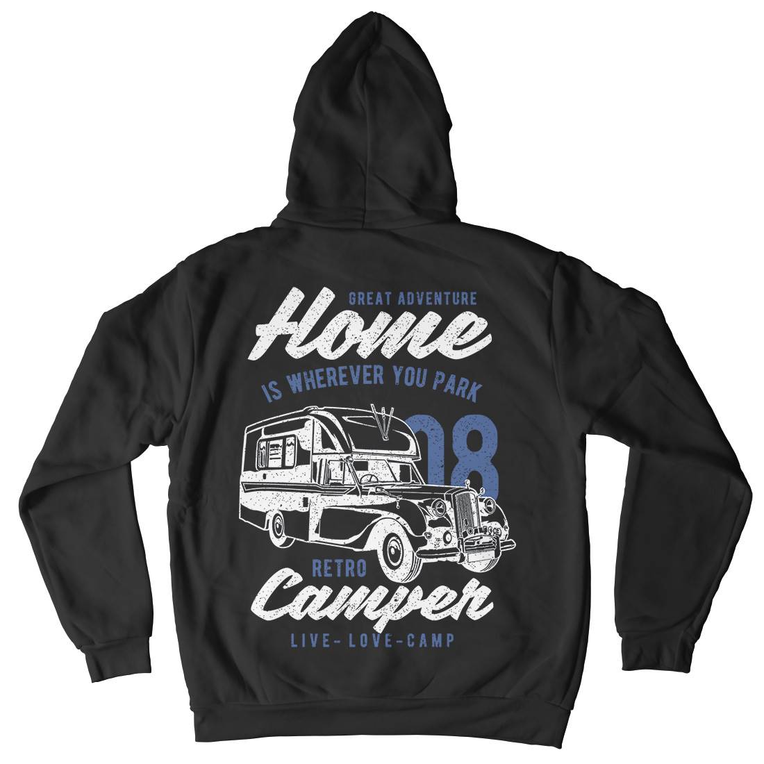 Retro Campers Mens Hoodie With Pocket Nature A740