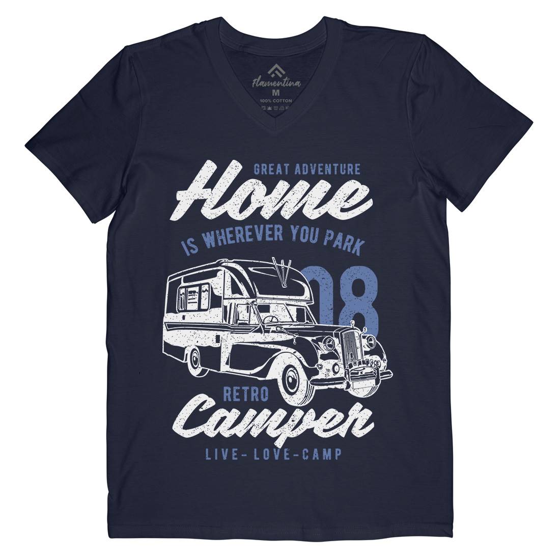 Retro Campers Mens V-Neck T-Shirt Nature A740
