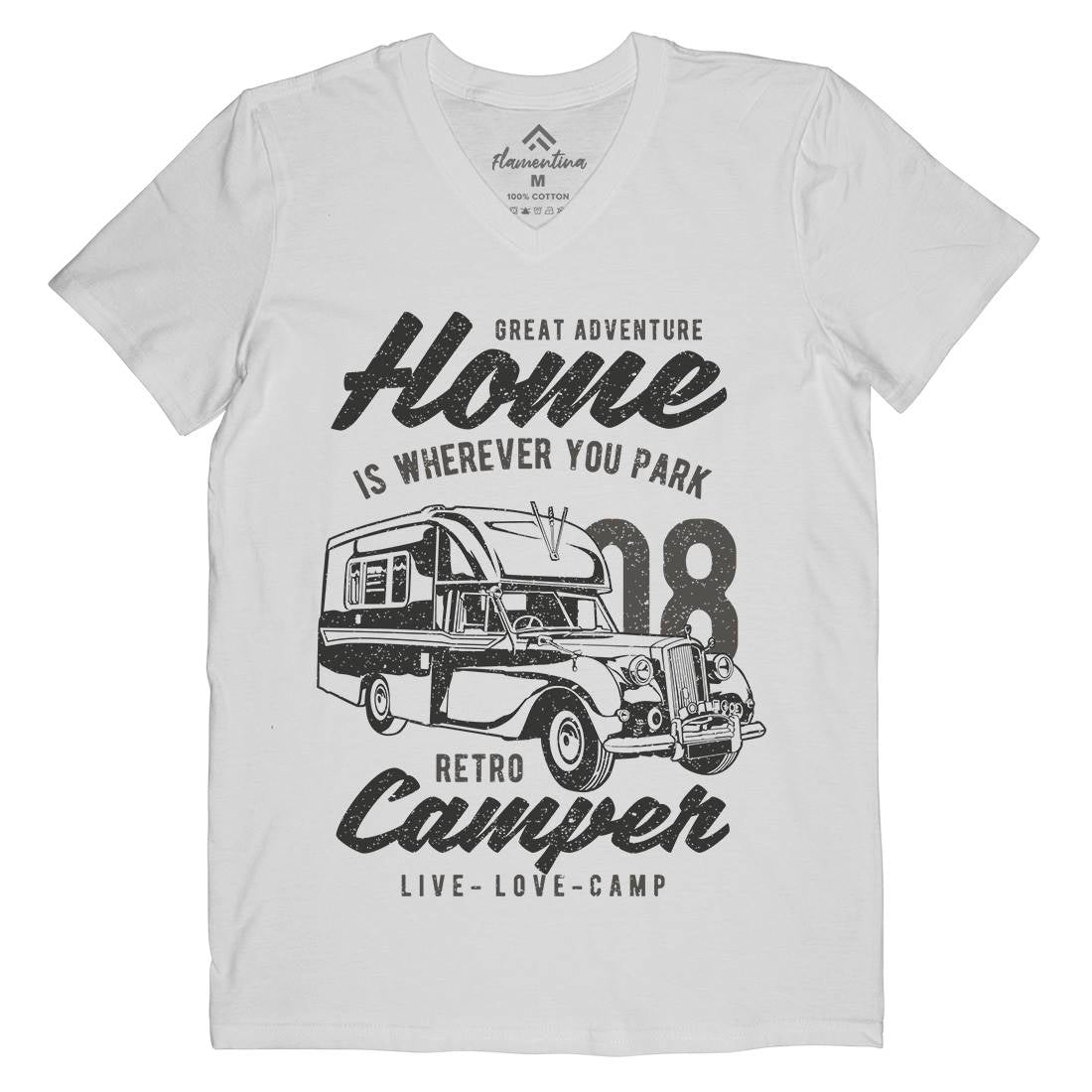 Retro Campers Mens V-Neck T-Shirt Nature A740