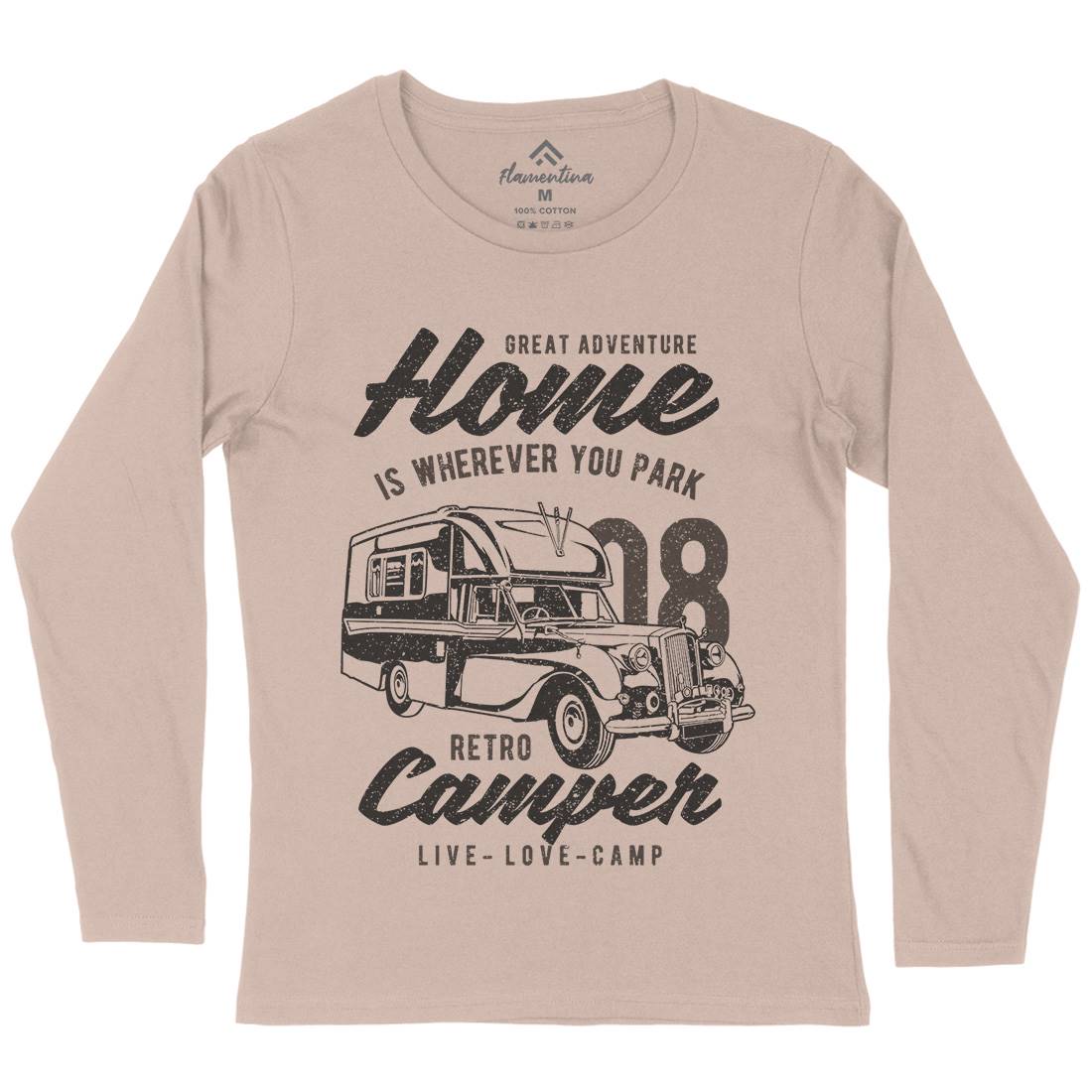 Retro Campers Womens Long Sleeve T-Shirt Nature A740