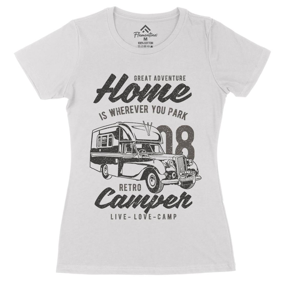 Retro Campers Womens Organic Crew Neck T-Shirt Nature A740