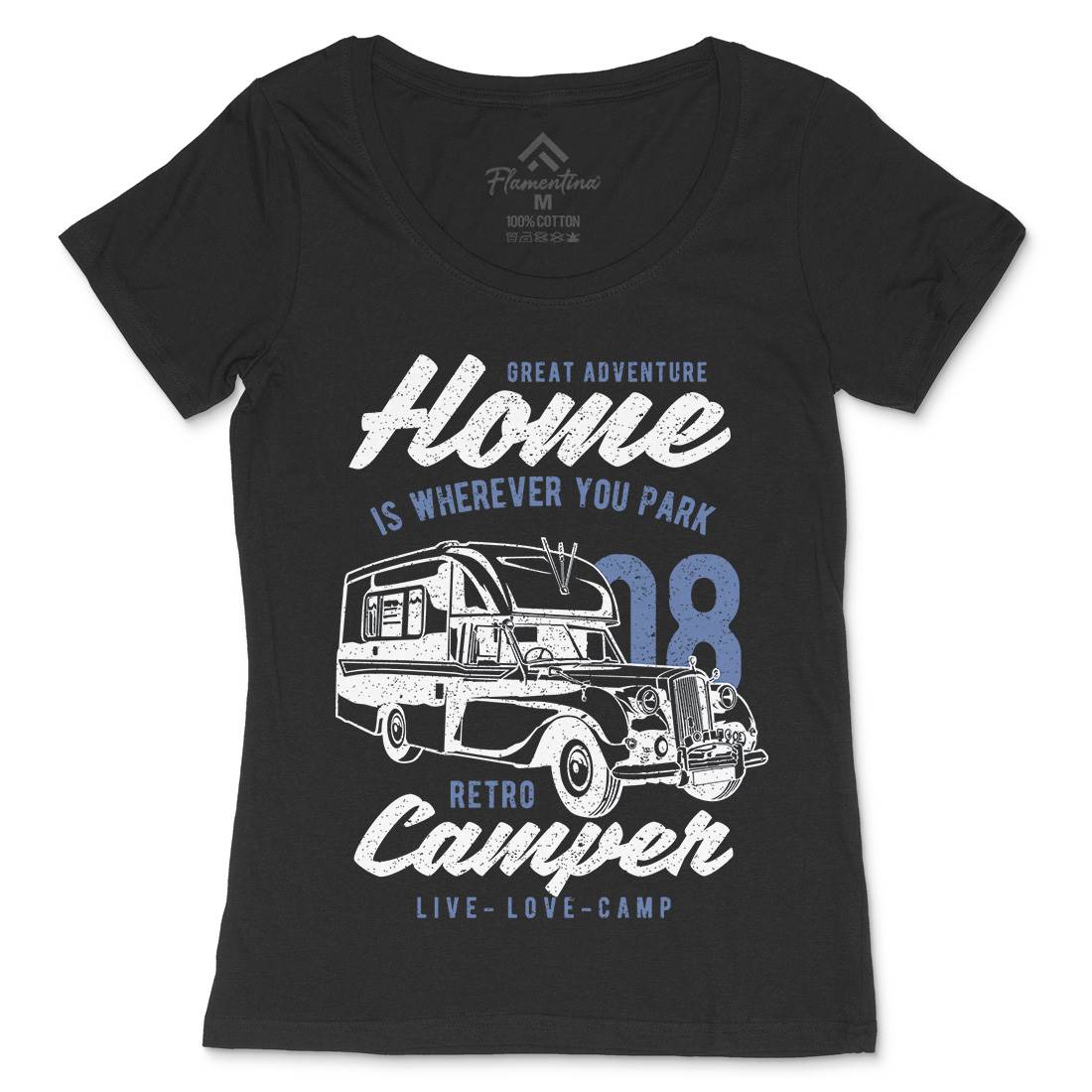 Retro Campers Womens Scoop Neck T-Shirt Nature A740