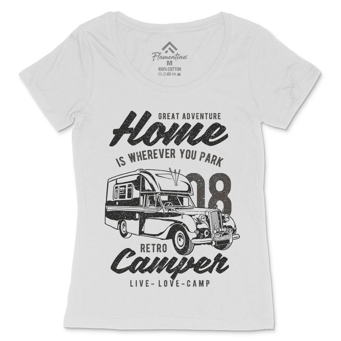 Retro Campers Womens Scoop Neck T-Shirt Nature A740