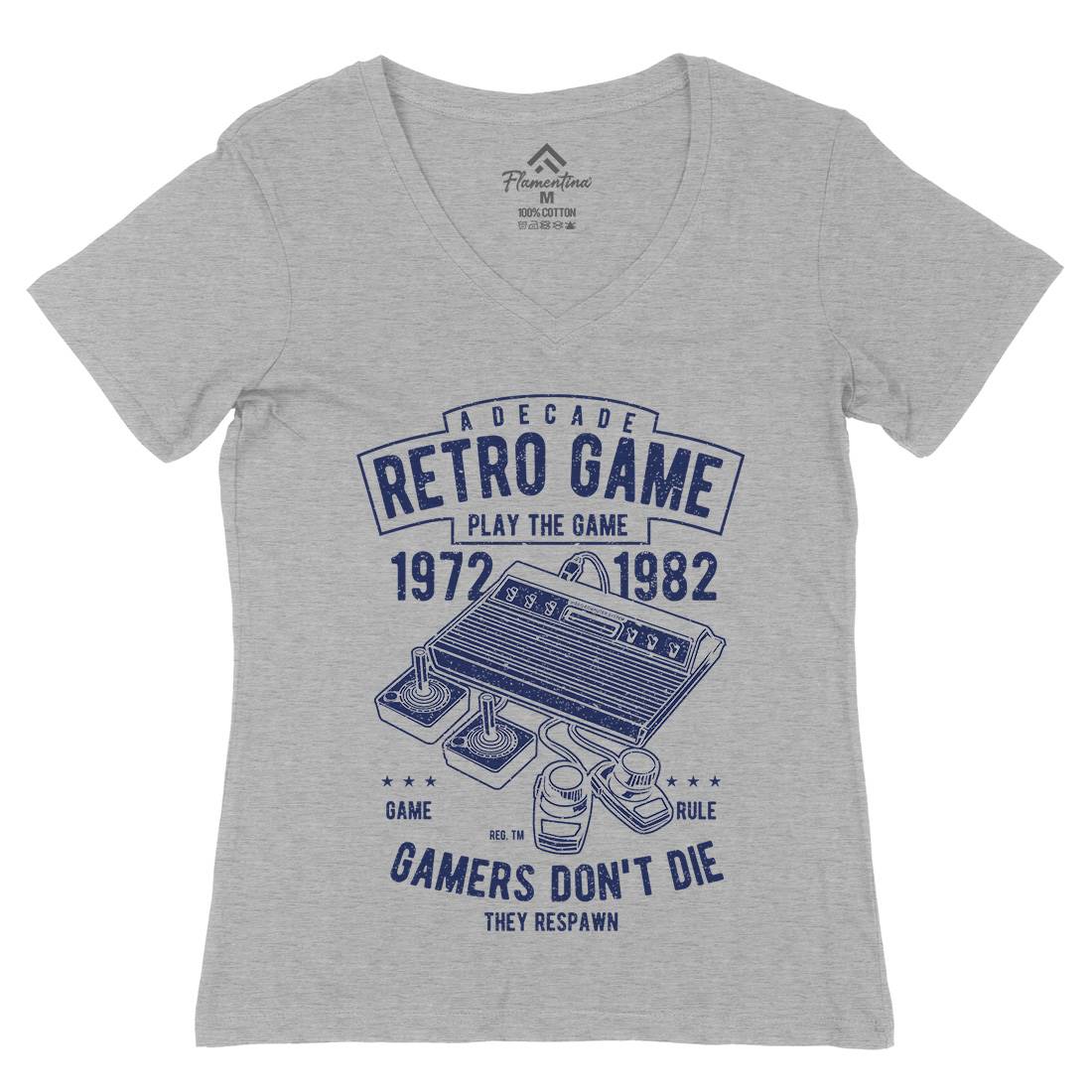 Retro Game Club Womens Organic V-Neck T-Shirt Geek A741
