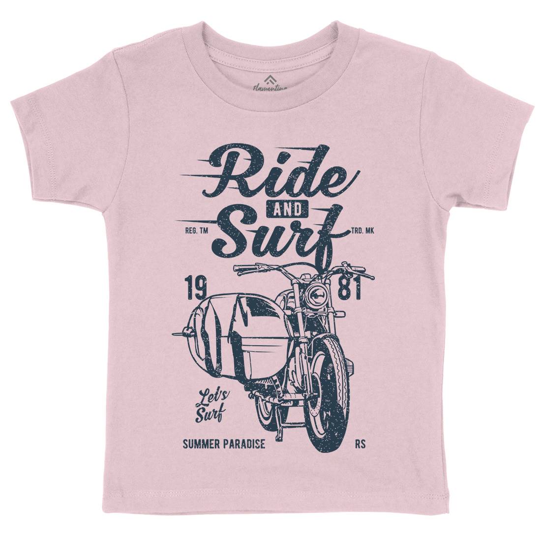 Ride And Kids Organic Crew Neck T-Shirt Surf A742