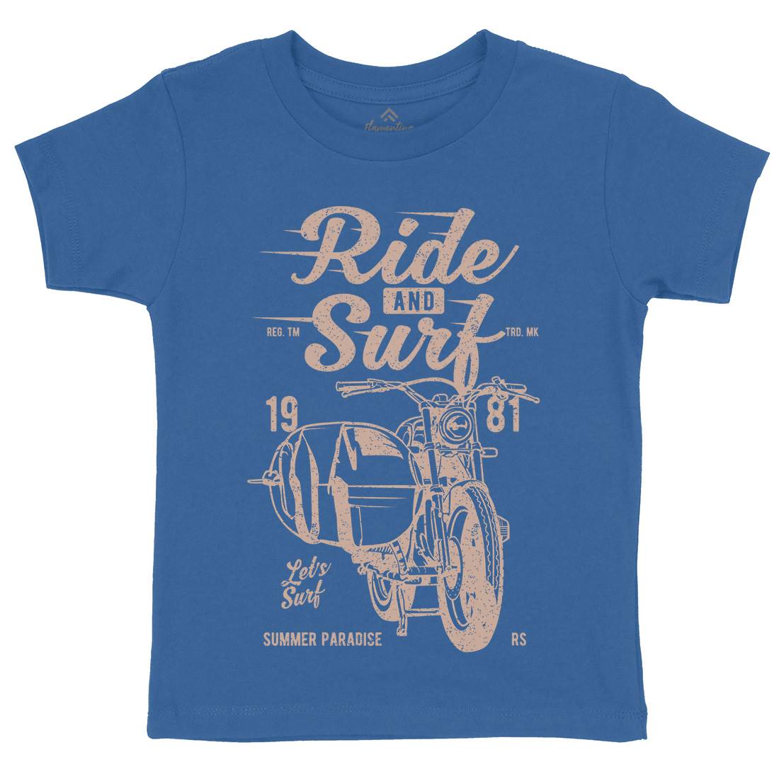 Ride And Kids Organic Crew Neck T-Shirt Surf A742