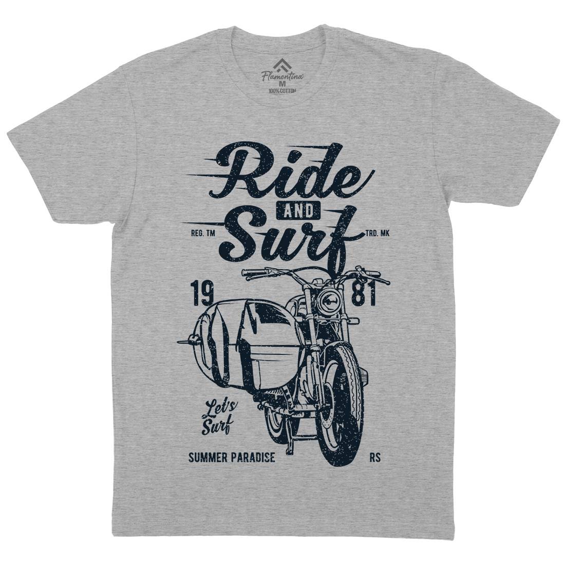 Ride And Mens Organic Crew Neck T-Shirt Surf A742