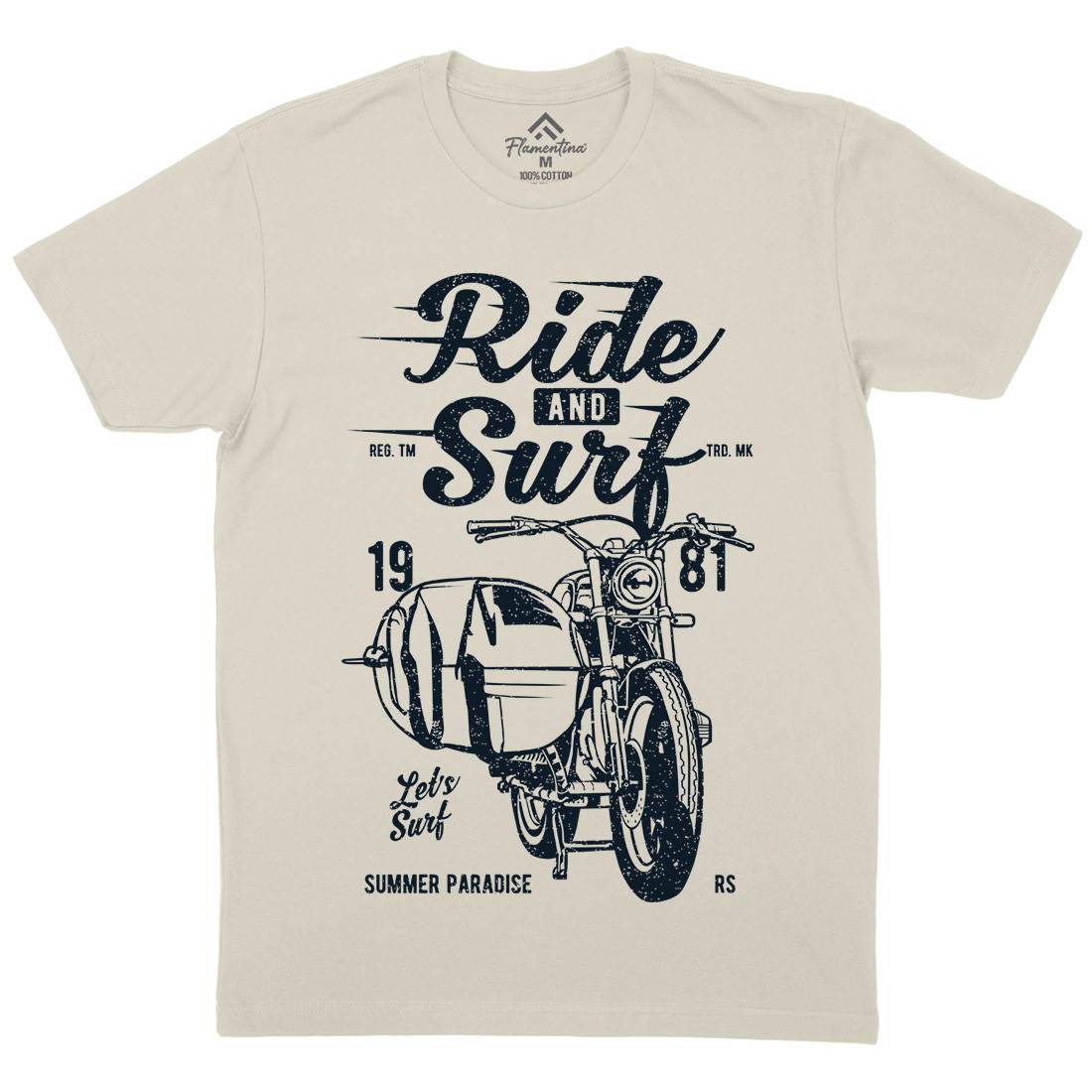 Ride And Mens Organic Crew Neck T-Shirt Surf A742