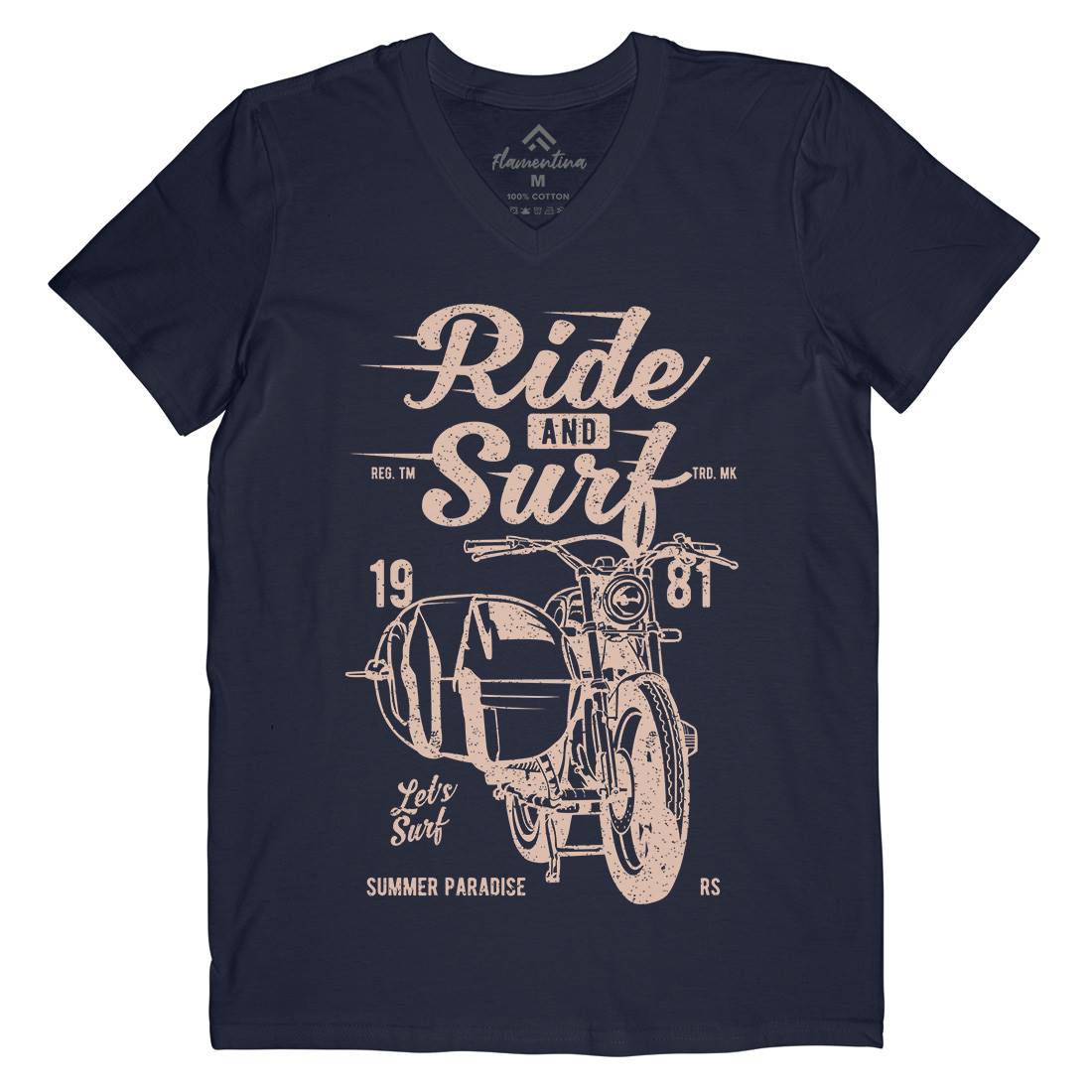 Ride And Mens Organic V-Neck T-Shirt Surf A742