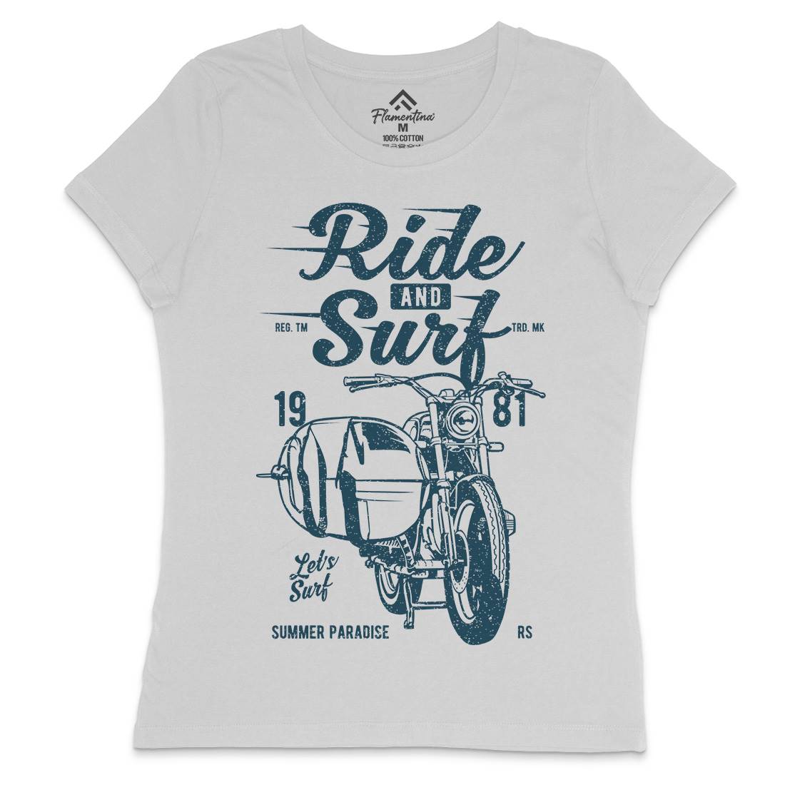 Ride And Womens Crew Neck T-Shirt Surf A742