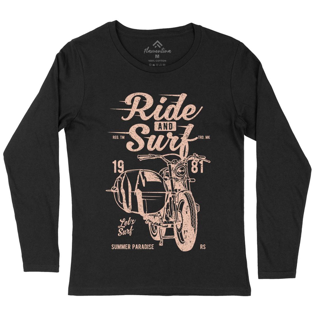Ride And Womens Long Sleeve T-Shirt Surf A742