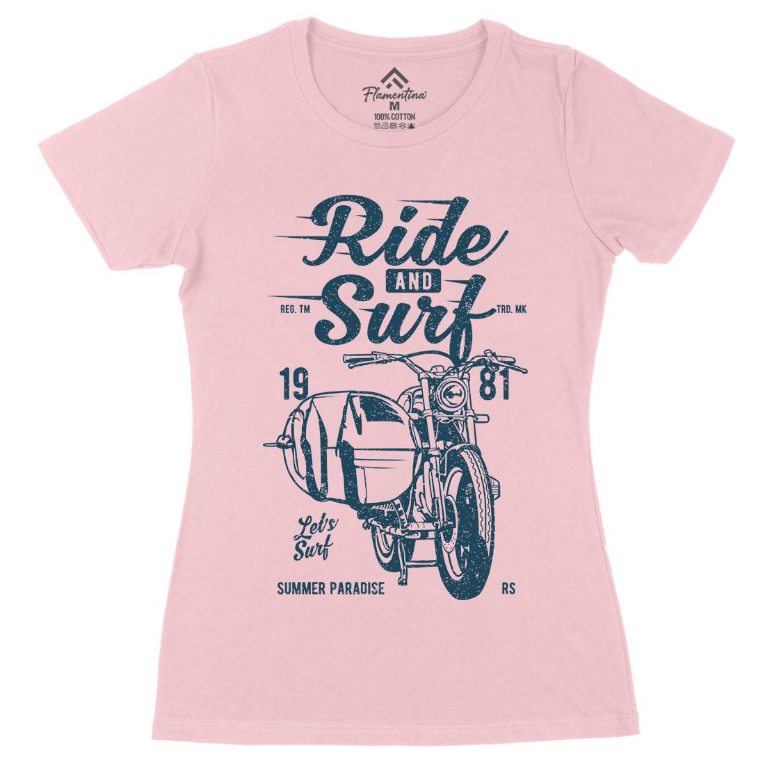 Ride And Womens Organic Crew Neck T-Shirt Surf A742