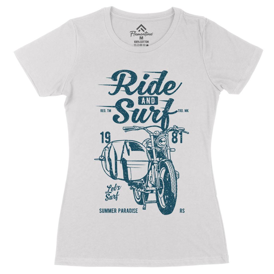 Ride And Womens Organic Crew Neck T-Shirt Surf A742