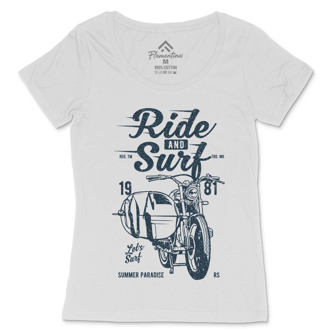 Ride And Womens Scoop Neck T-Shirt Surf A742