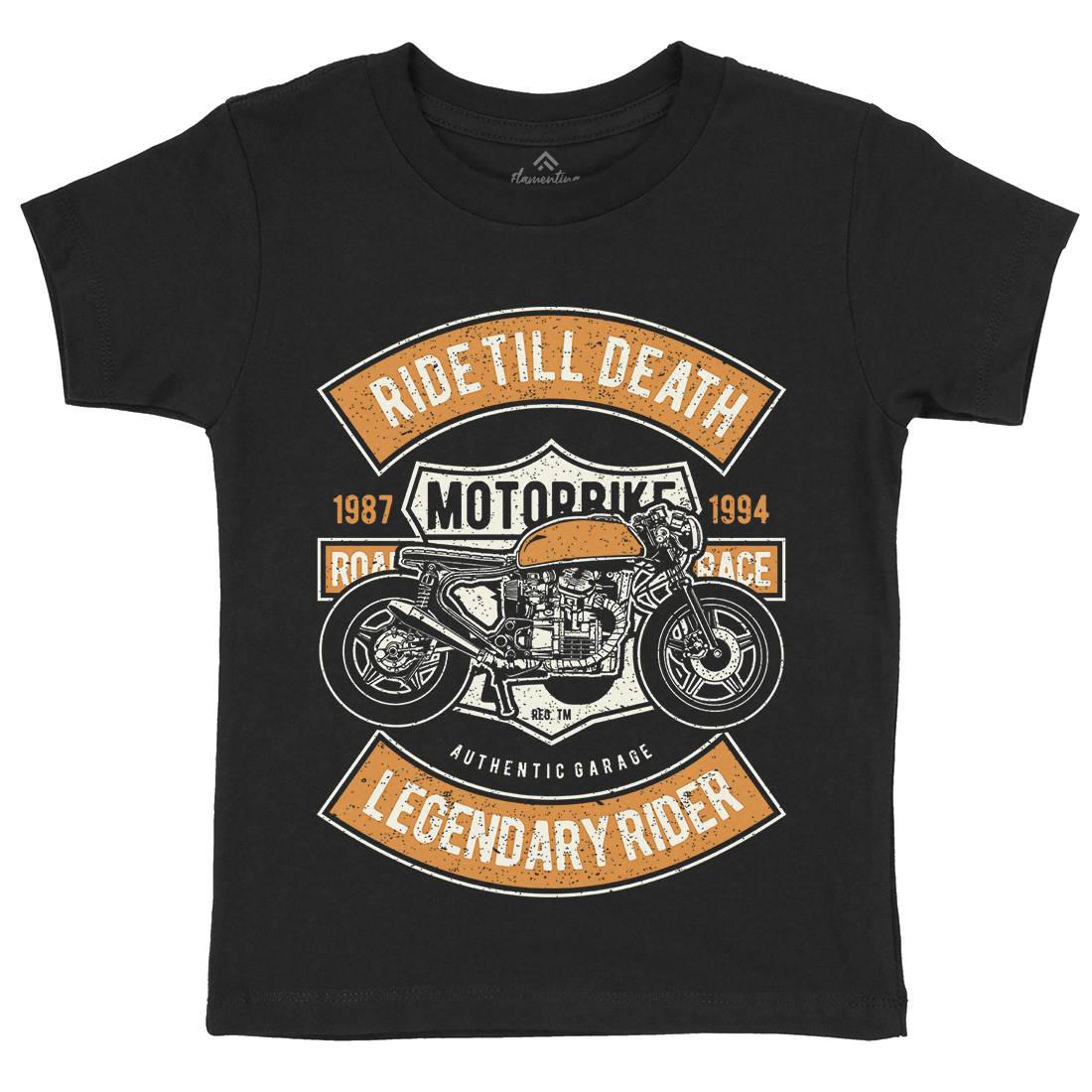 Ride Till Death Kids Organic Crew Neck T-Shirt Motorcycles A743