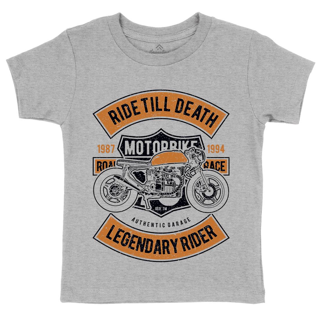 Ride Till Death Kids Organic Crew Neck T-Shirt Motorcycles A743