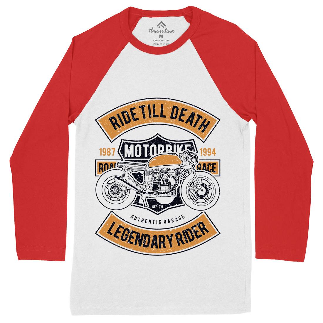 Ride Till Death Mens Long Sleeve Baseball T-Shirt Motorcycles A743