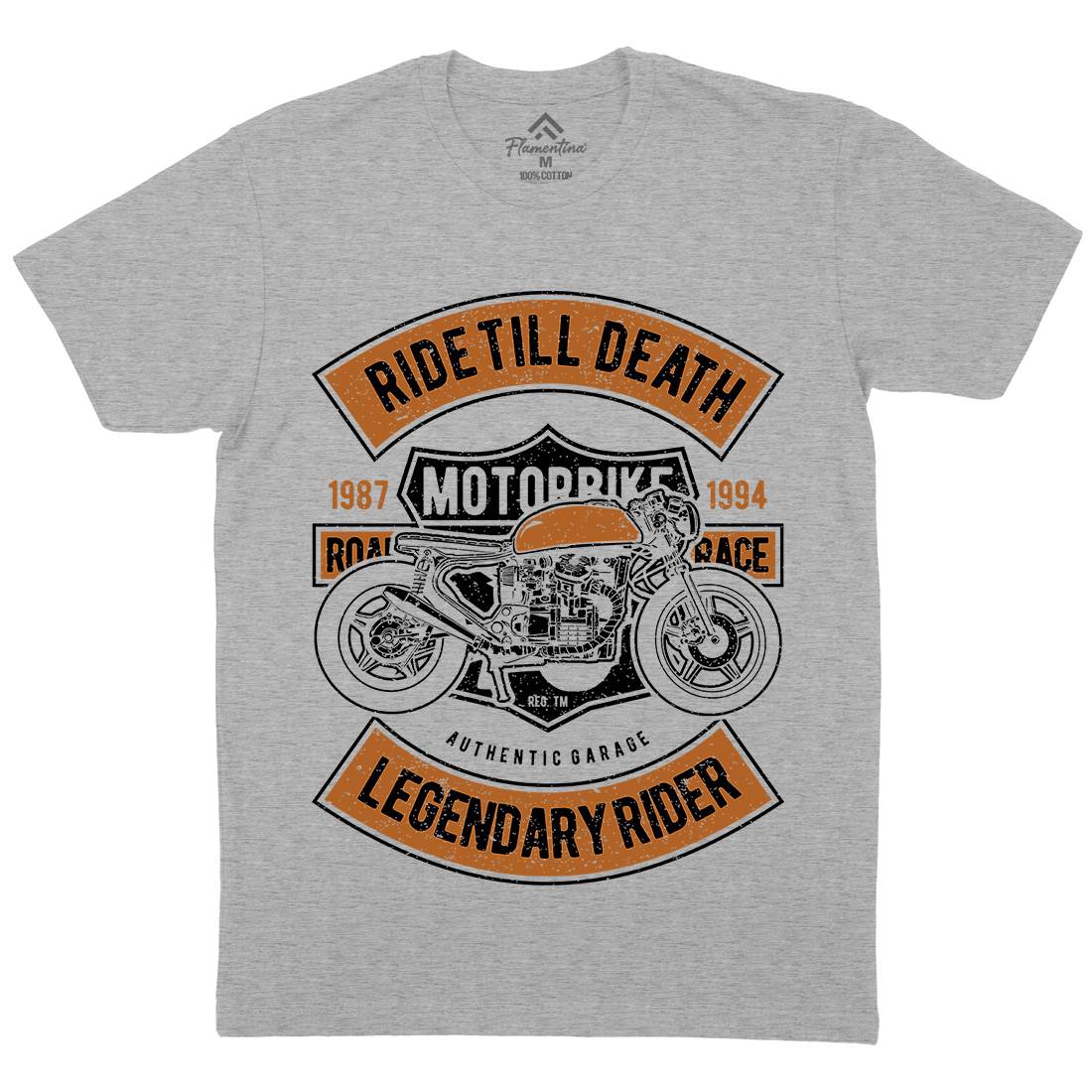 Ride Till Death Mens Organic Crew Neck T-Shirt Motorcycles A743