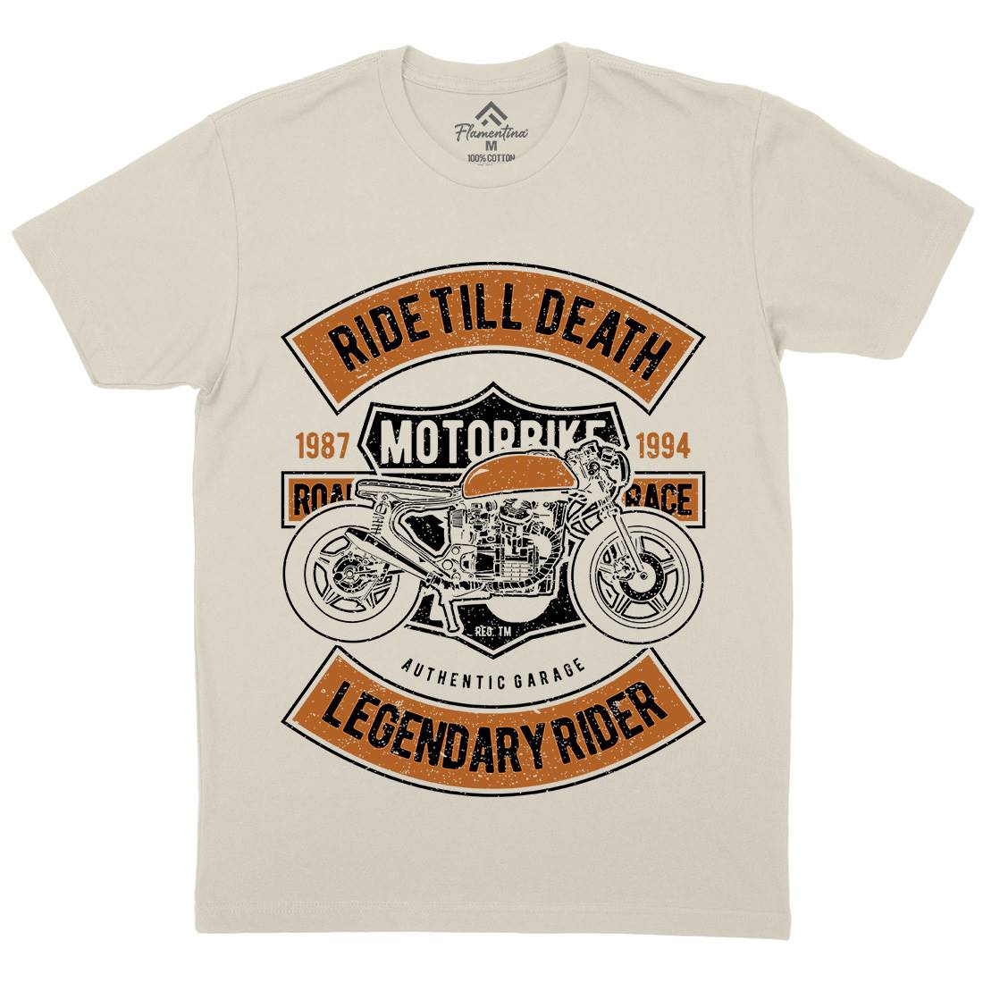 Ride Till Death Mens Organic Crew Neck T-Shirt Motorcycles A743