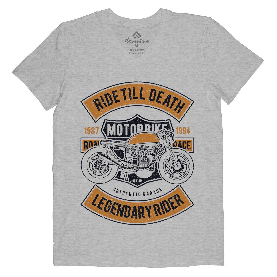Ride Till Death Mens V-Neck T-Shirt Motorcycles A743
