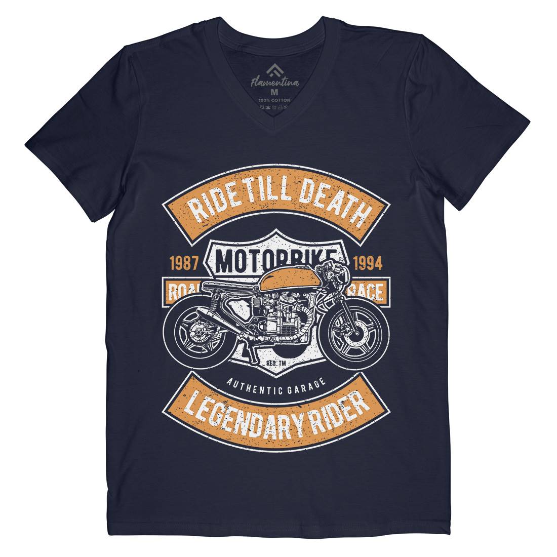 Ride Till Death Mens Organic V-Neck T-Shirt Motorcycles A743