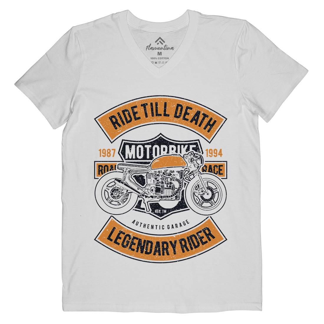 Ride Till Death Mens V-Neck T-Shirt Motorcycles A743