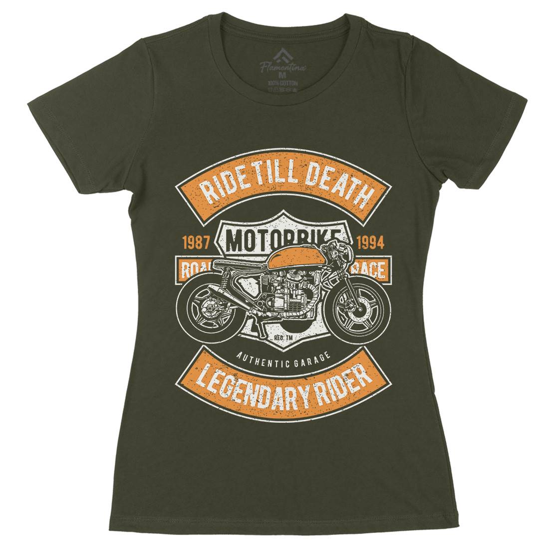 Ride Till Death Womens Organic Crew Neck T-Shirt Motorcycles A743