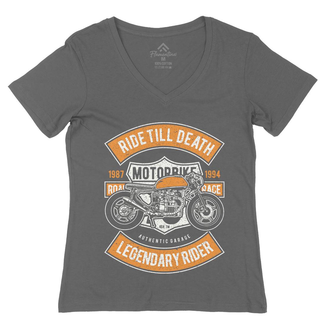 Ride Till Death Womens Organic V-Neck T-Shirt Motorcycles A743