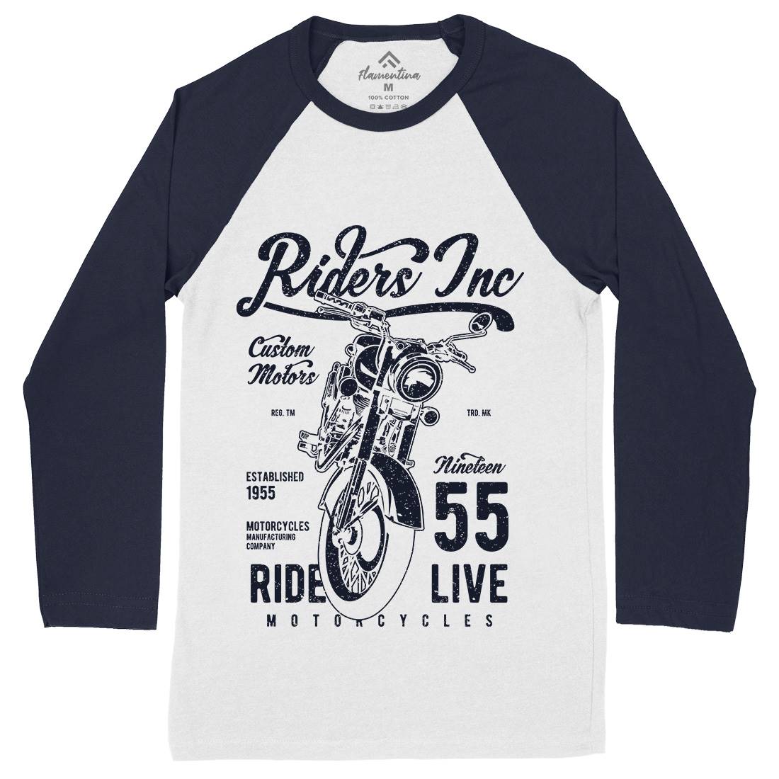 Riders Mens Long Sleeve Baseball T-Shirt Motorcycles A744
