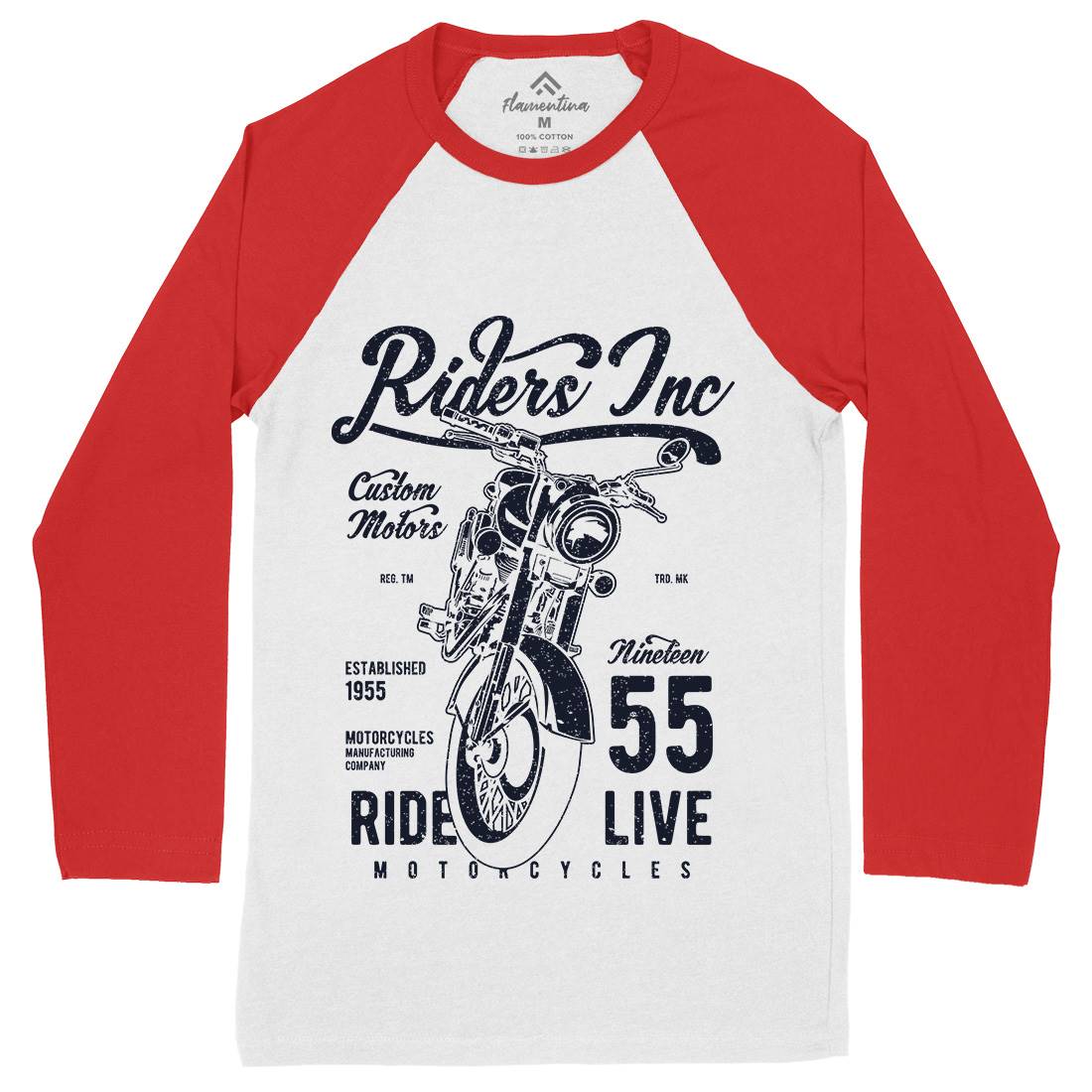 Riders Mens Long Sleeve Baseball T-Shirt Motorcycles A744
