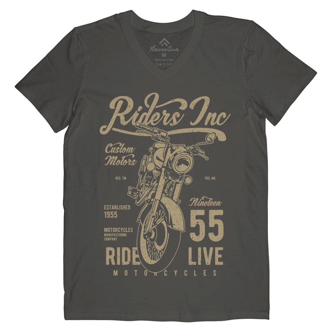 Riders Mens V-Neck T-Shirt Motorcycles A744