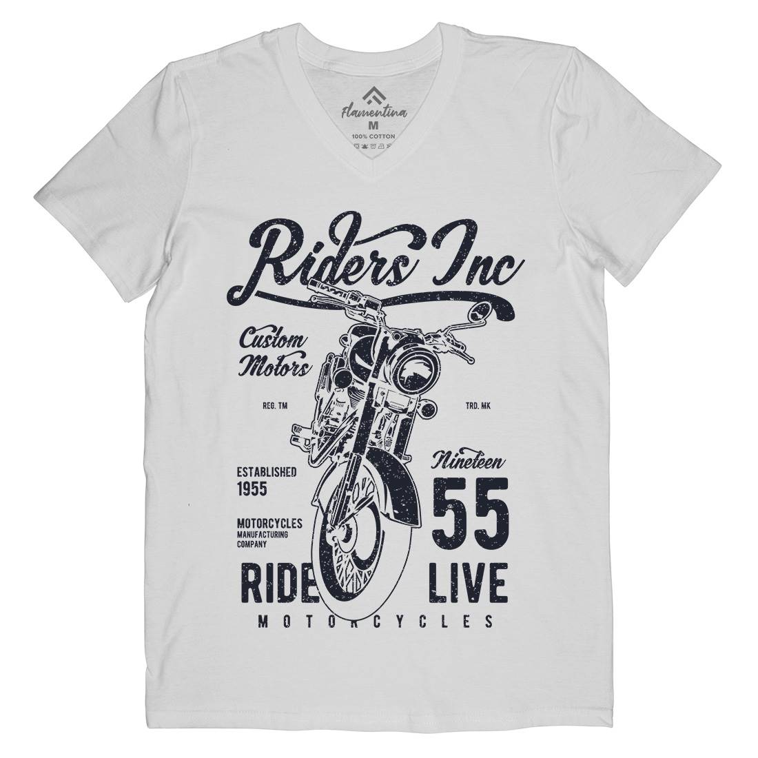 Riders Mens V-Neck T-Shirt Motorcycles A744