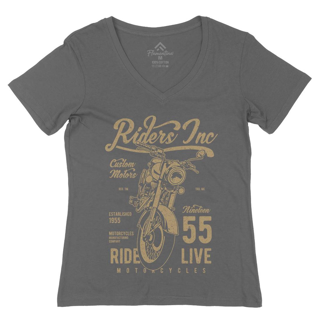 Riders Womens Organic V-Neck T-Shirt Motorcycles A744