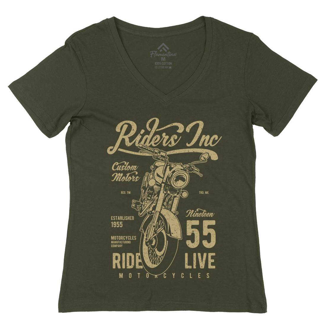 Riders Womens Organic V-Neck T-Shirt Motorcycles A744