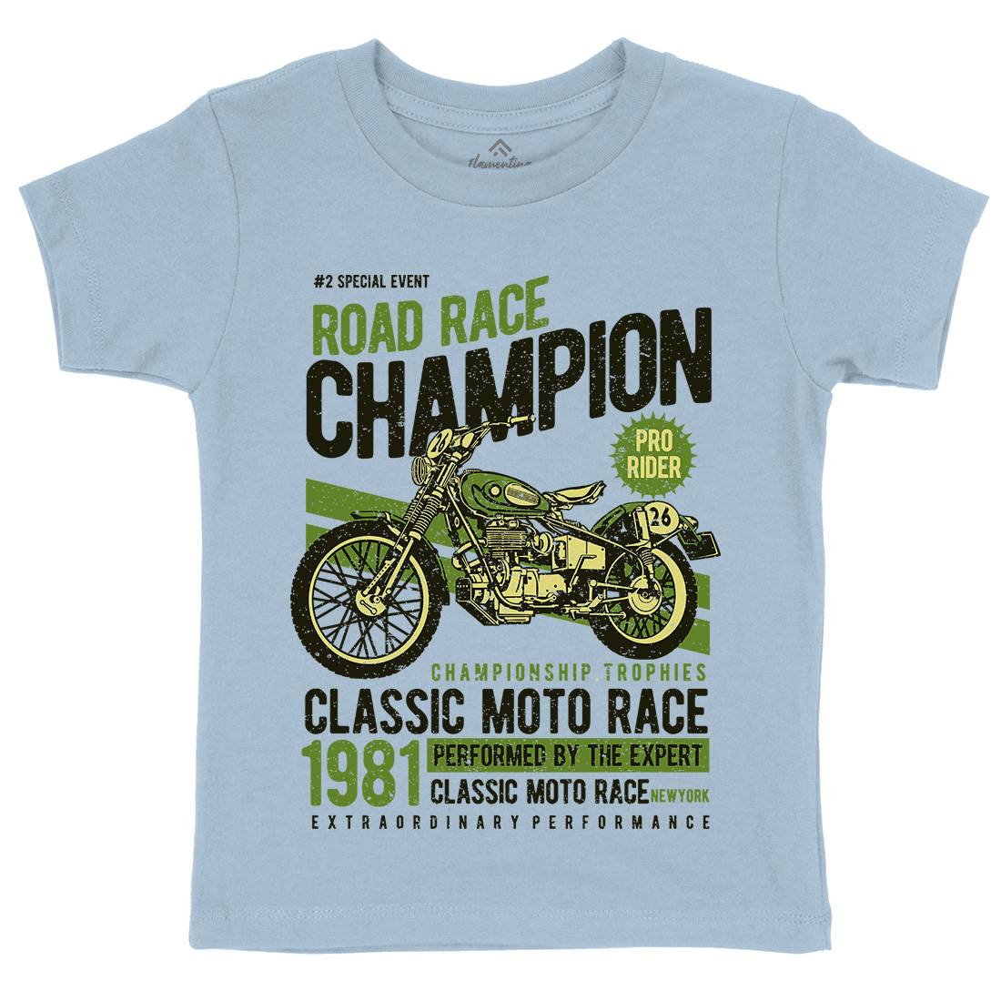 Road Race Champion Kids Organic Crew Neck T-Shirt Motorcycles A745