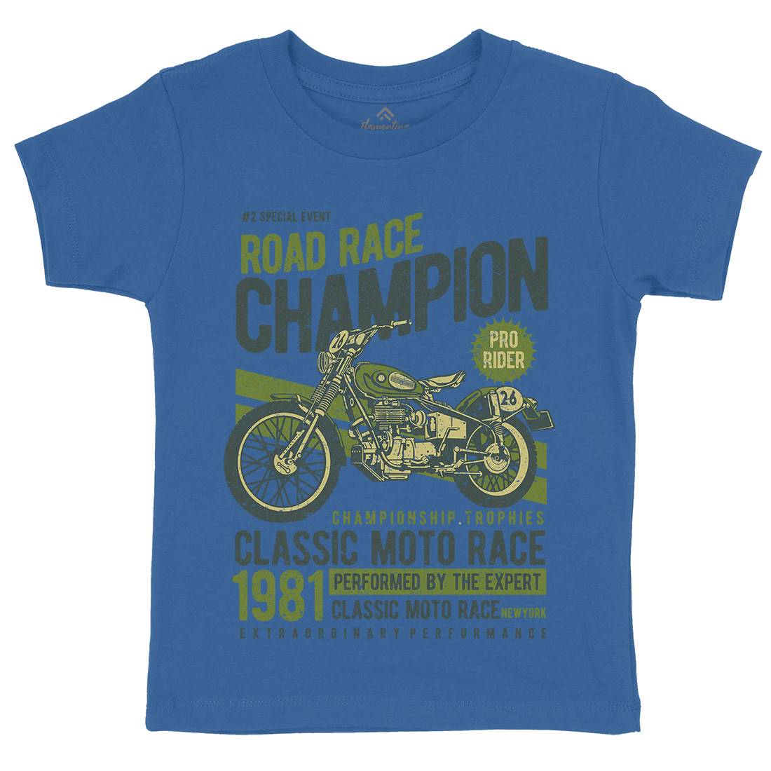 Road Race Champion Kids Organic Crew Neck T-Shirt Motorcycles A745