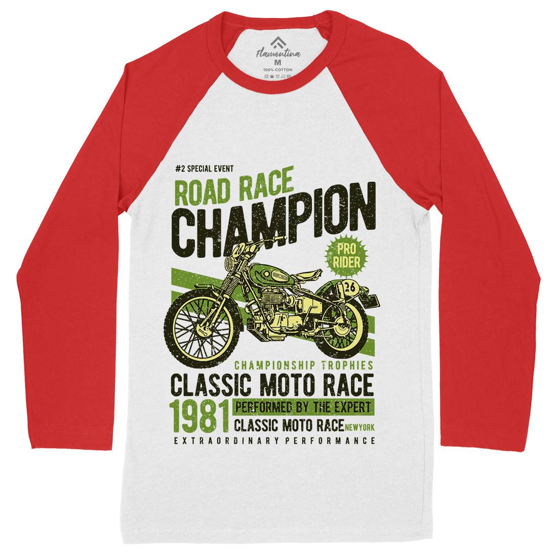 Road Race Champion Mens Long Sleeve Baseball T-Shirt Motorcycles A745
