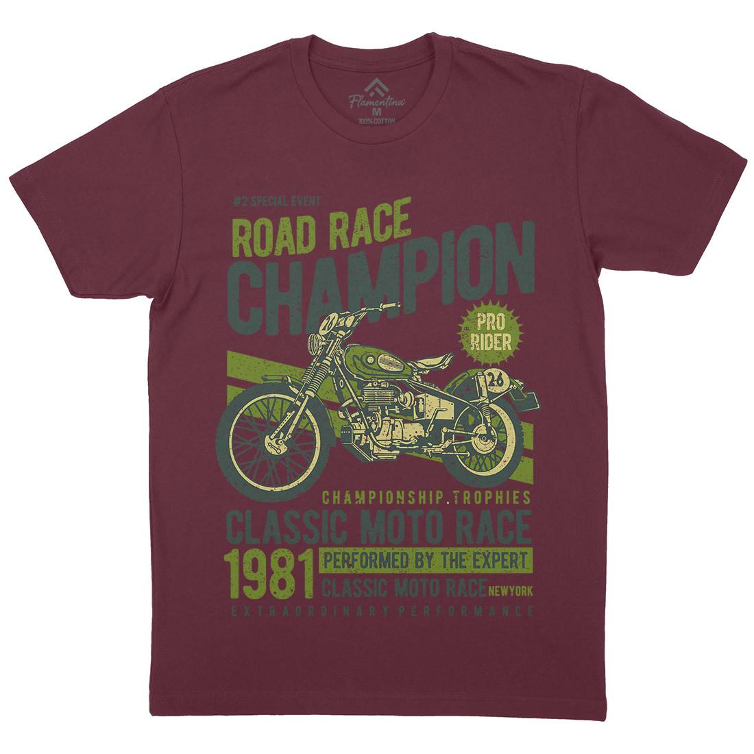 Road Race Champion Mens Crew Neck T-Shirt Motorcycles A745