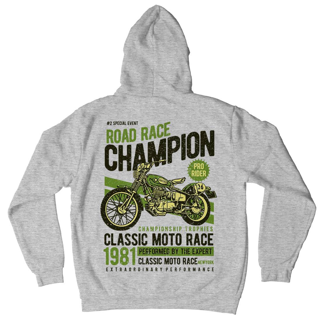 Road Race Champion Mens Hoodie With Pocket Motorcycles A745