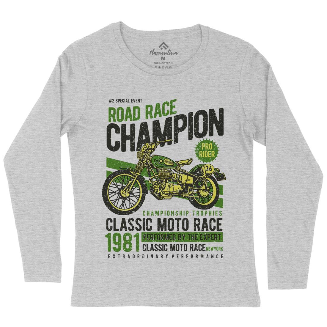 Road Race Champion Womens Long Sleeve T-Shirt Motorcycles A745