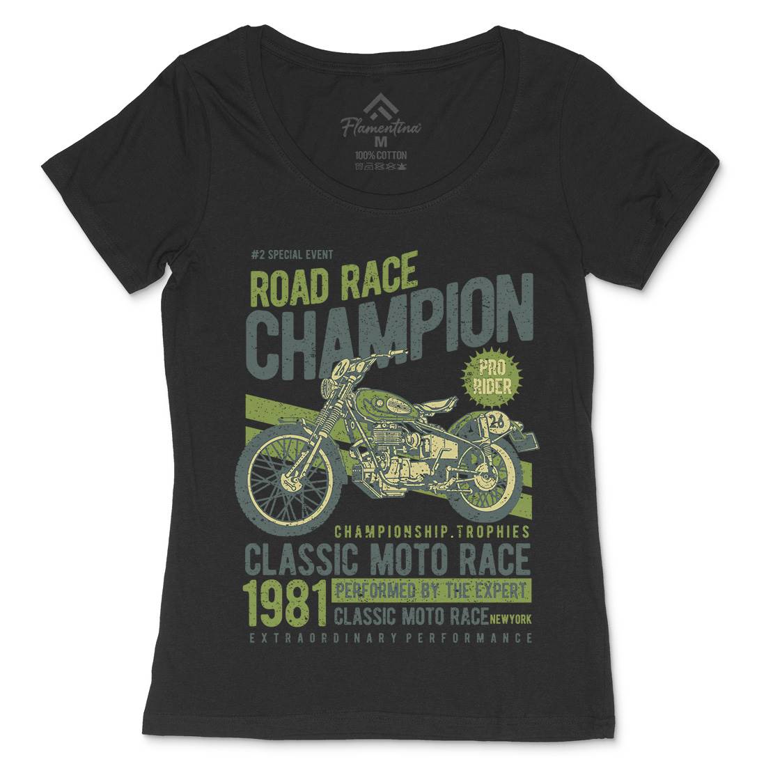 Road Race Champion Womens Scoop Neck T-Shirt Motorcycles A745