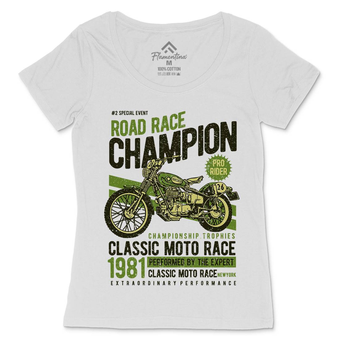 Road Race Champion Womens Scoop Neck T-Shirt Motorcycles A745