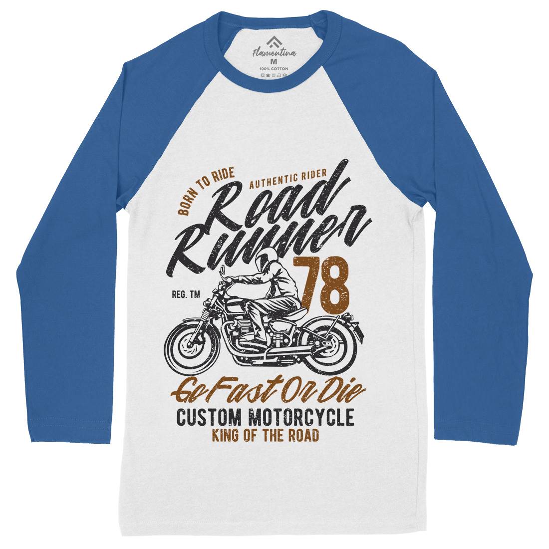 Road Runner Mens Long Sleeve Baseball T-Shirt Motorcycles A746