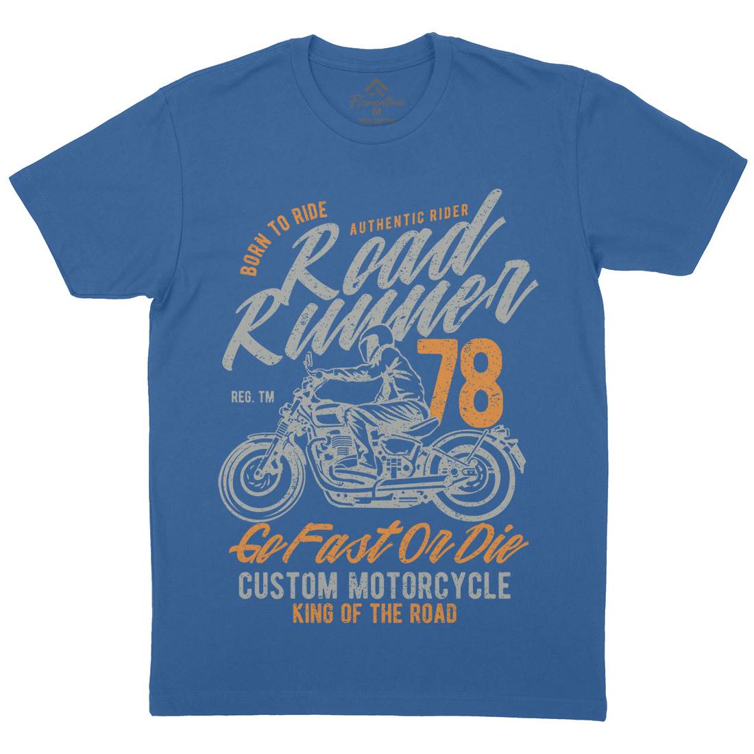 Road Runner Mens Organic Crew Neck T-Shirt Motorcycles A746
