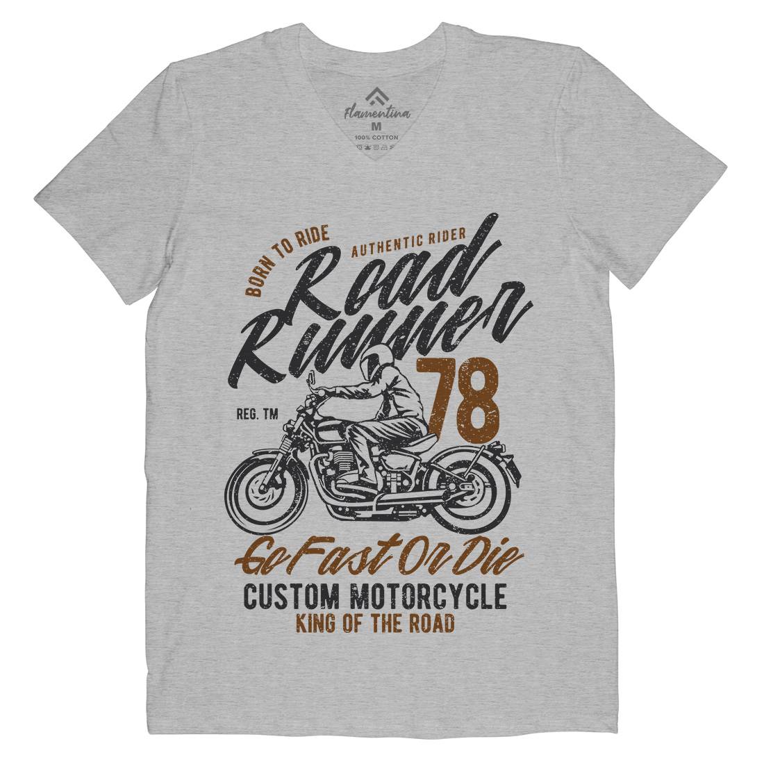 Road Runner Mens V-Neck T-Shirt Motorcycles A746