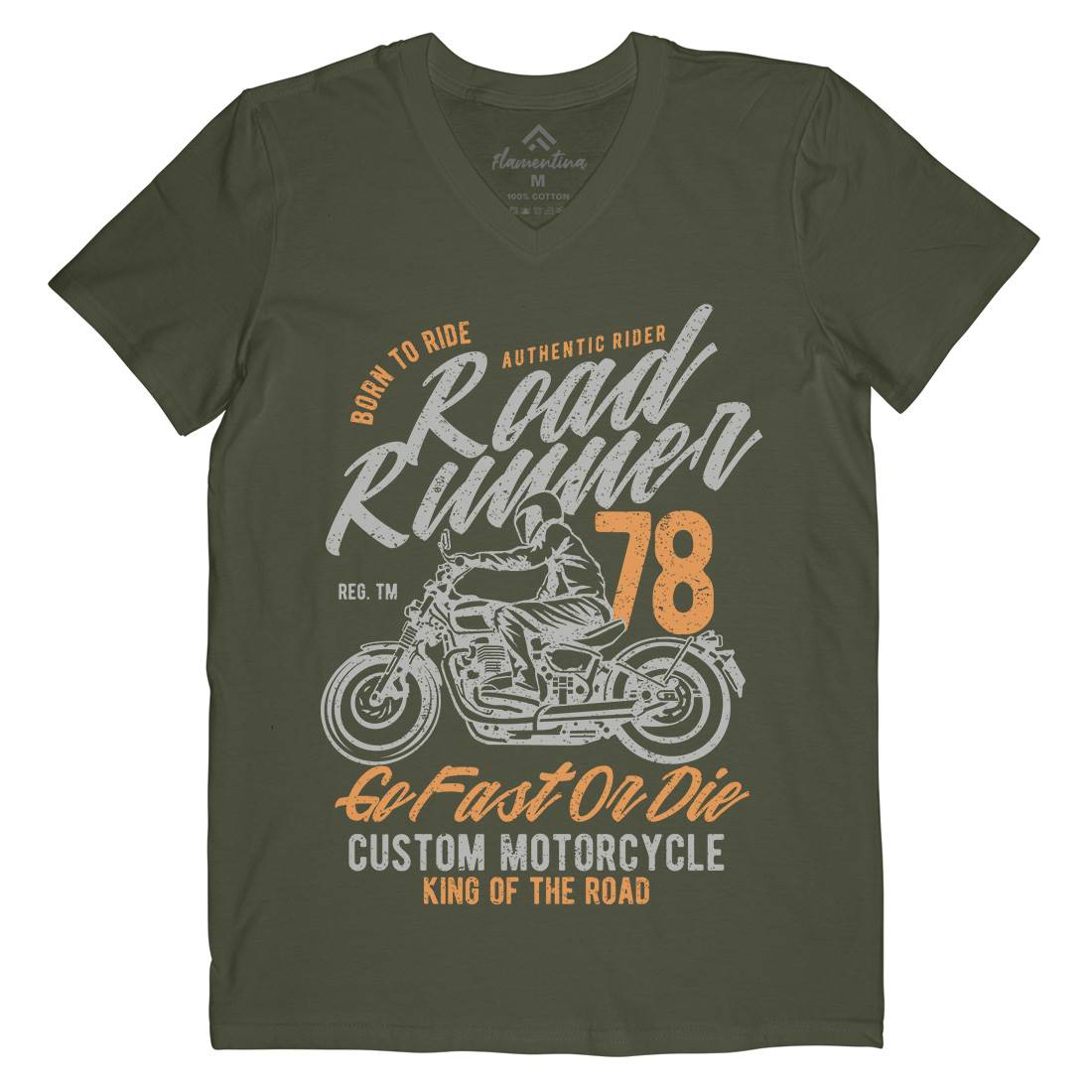 Road Runner Mens Organic V-Neck T-Shirt Motorcycles A746