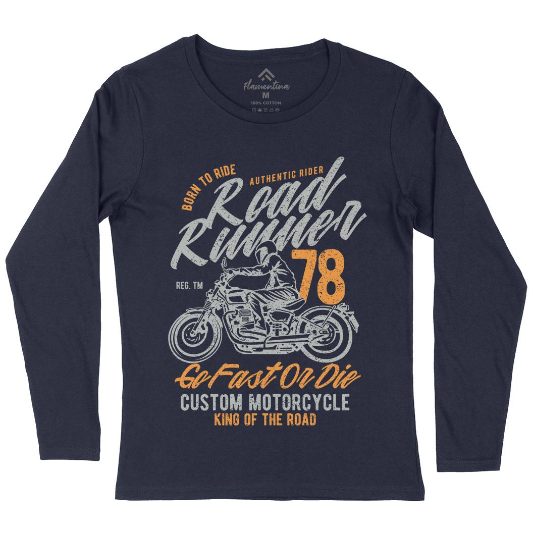 Road Runner Womens Long Sleeve T-Shirt Motorcycles A746