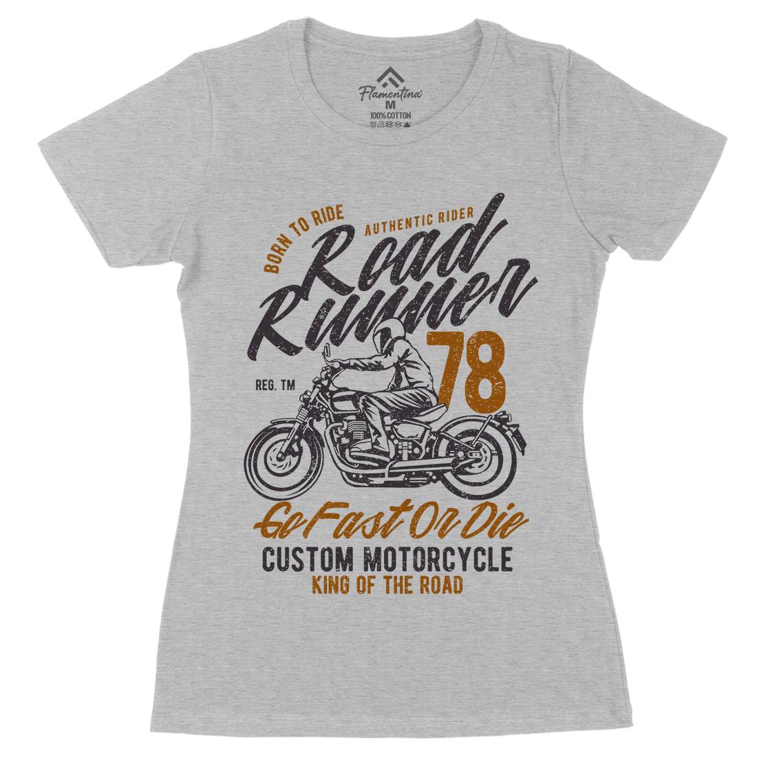 Road Runner Womens Organic Crew Neck T-Shirt Motorcycles A746