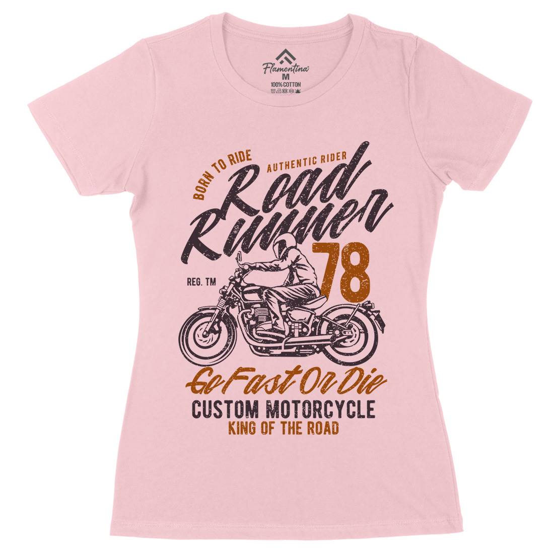Road Runner Womens Organic Crew Neck T-Shirt Motorcycles A746