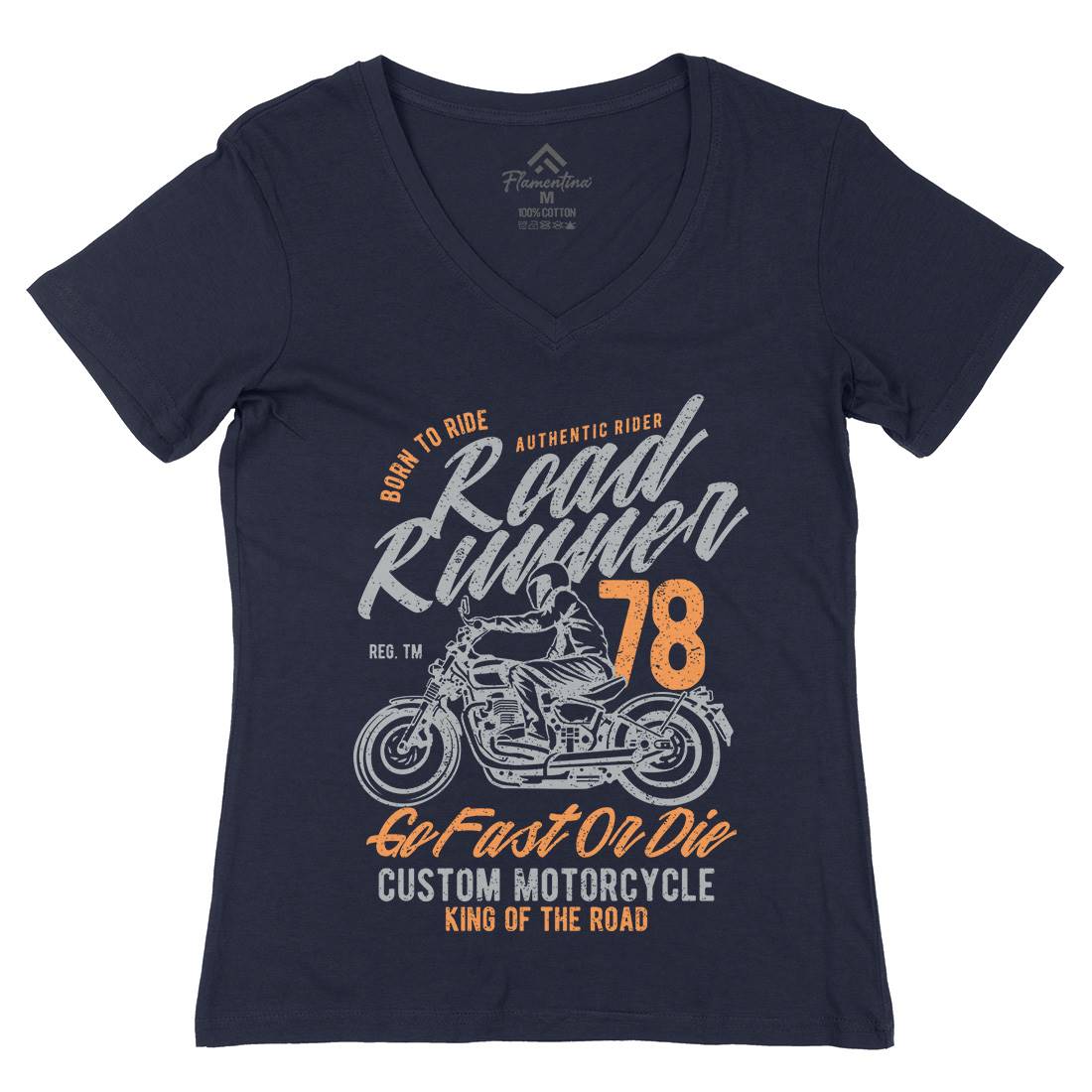 Road Runner Womens Organic V-Neck T-Shirt Motorcycles A746